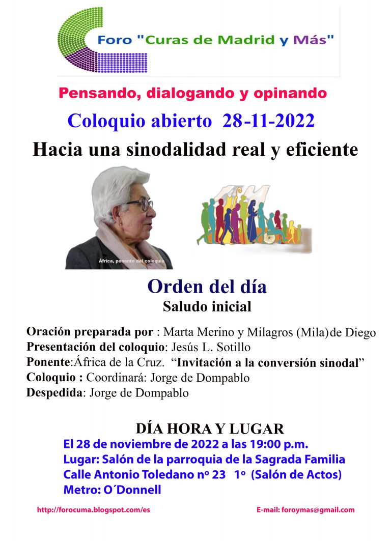 FORO «Curas de Madrid y Más» – Cartel Décimo primer Coloquio Abierto -- Jesús L. Sotillo